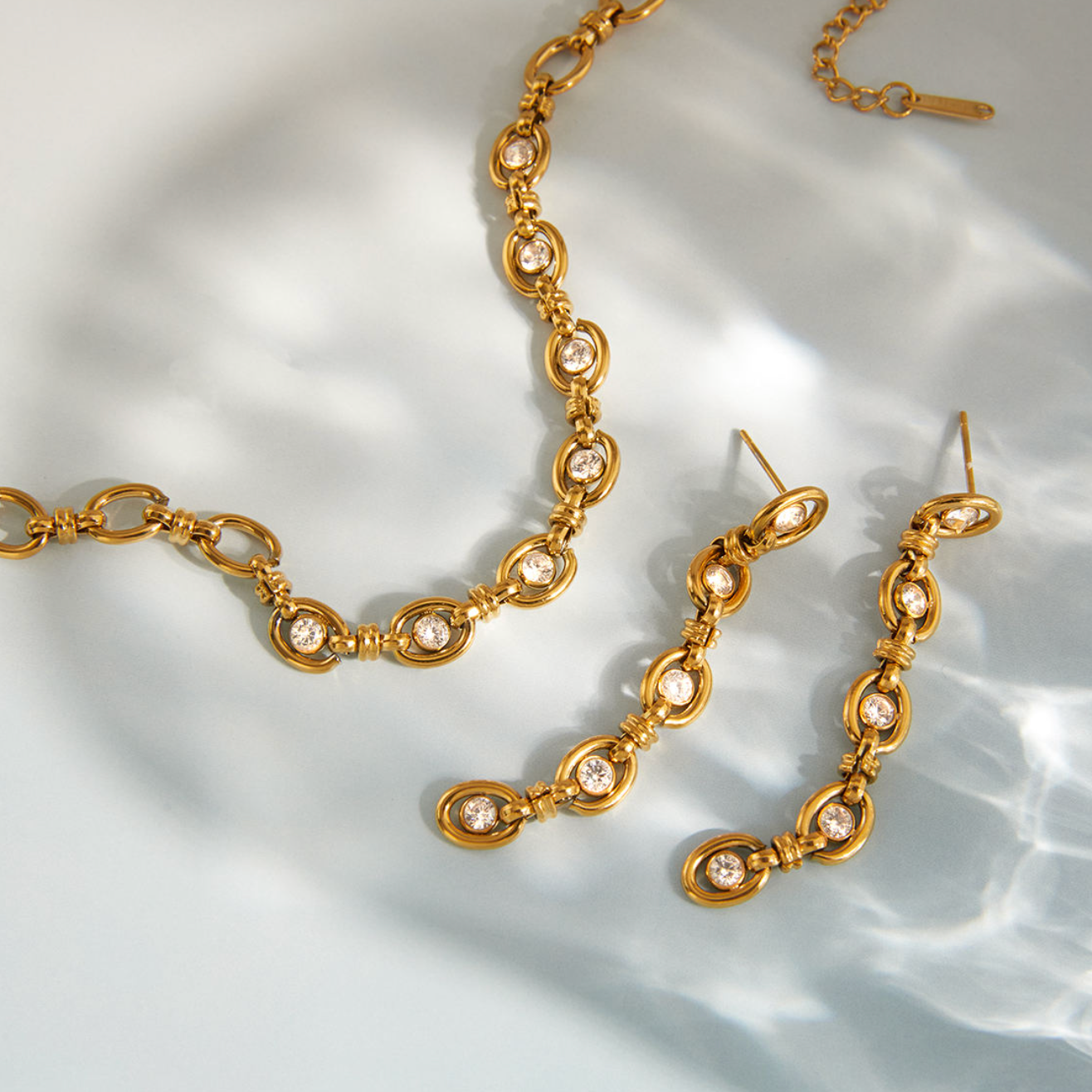 Luminary Bezel-Set Drop Chain Set