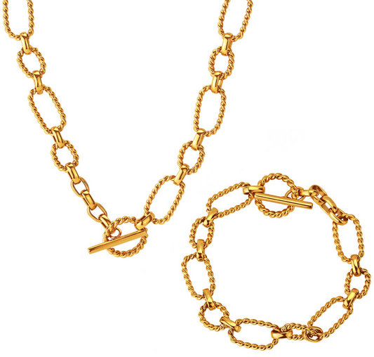 Twisted-Filigree Toggle Link Set