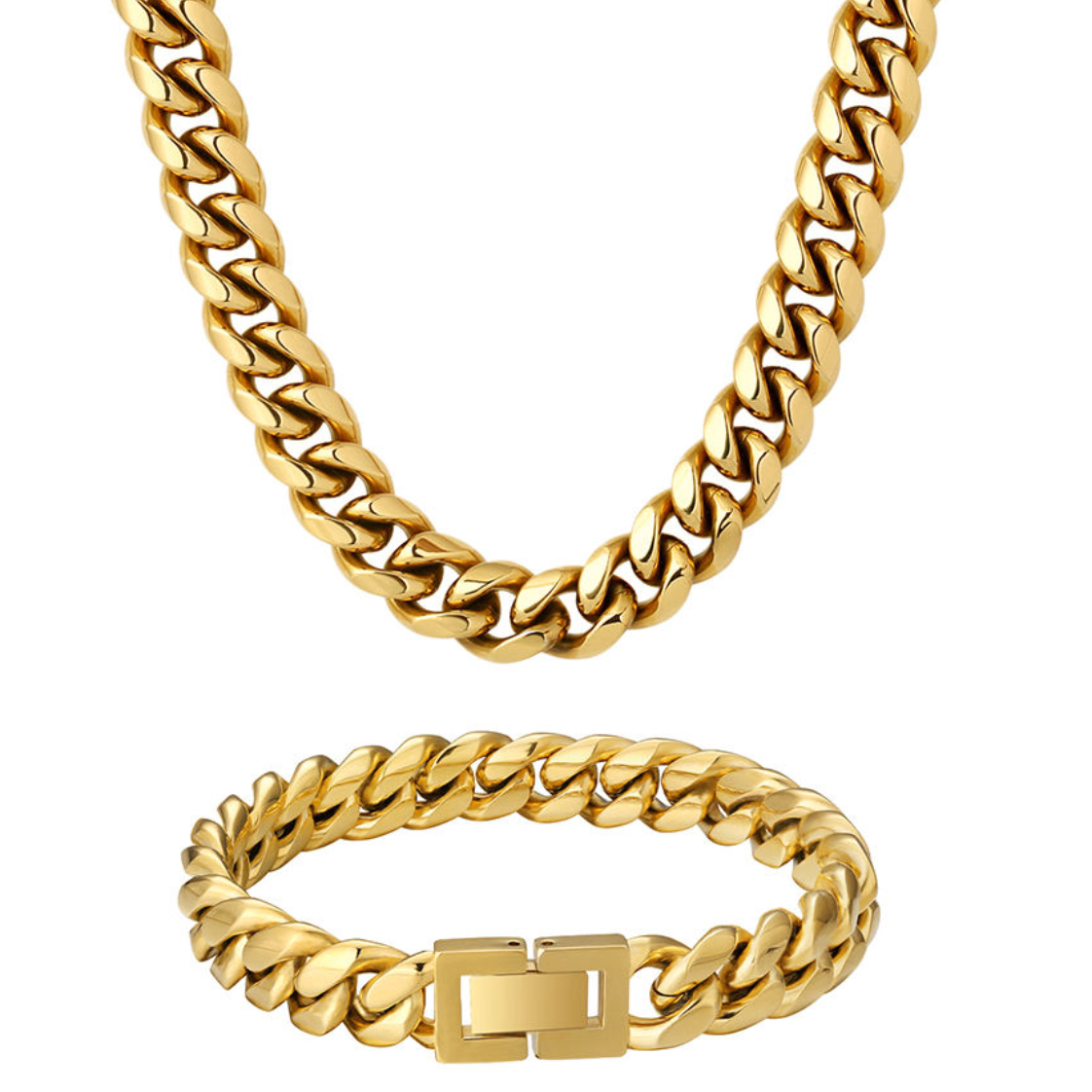 Classic High-Polish Miami Cuban Link Set