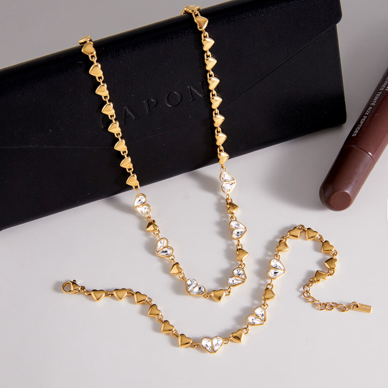 Amour Crystal Heart Choker Set