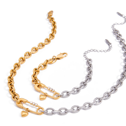 Dual-Tone Pavé Safety-Pin Set